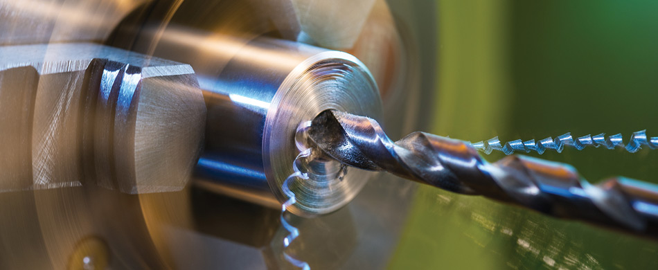 Drilling metal on a lathe