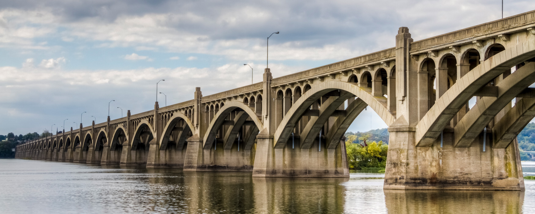 A stone bridge over a river